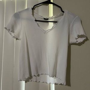 Brandy Melville White V-Neck Crop Top